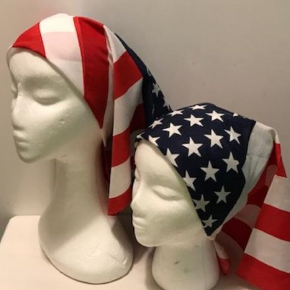 2 Pack Bandana 100% Cotton Paisley Print One-Sided Scarf American Flag